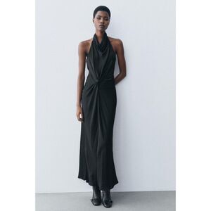 Zara Womens Maxi Dress M Medium Black Halter Neck Backless Party 9362/321 NWT